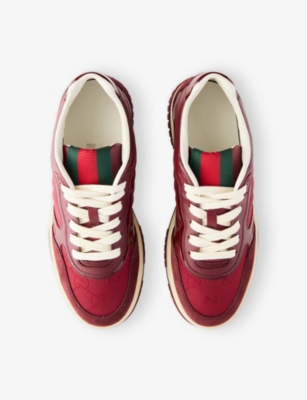 Shop Gucci Womens Rossa Ancora Re-web Leather And Canvas Low-top Trainers Eur 38/5 Uk