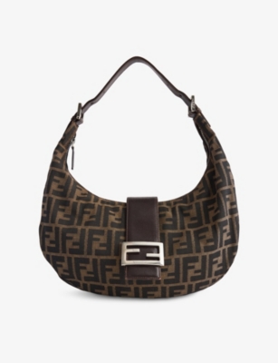 RESELFRIDGES: Pre-Loved Fendi Zucca Croissant Hobo Shoulder Bag