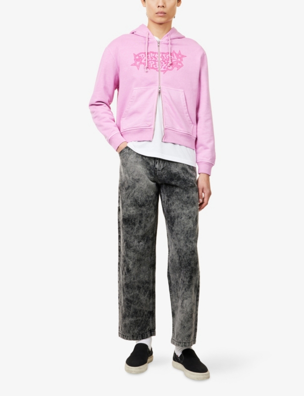 Logo-Print Zip-Up Cotton Hoody