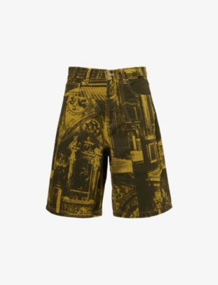 RASSVET: Castle-Print Relaxed-Fit Denim Shorts