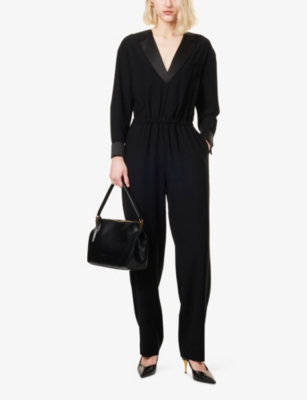 EMPORIO ARMANI: Satin-Lapel Straight-Leg Woven Jumpsuit