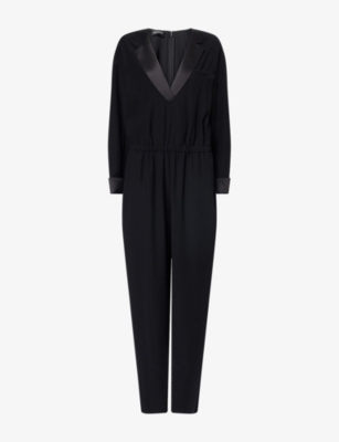 EMPORIO ARMANI: Satin-Lapel Straight-Leg Woven Jumpsuit