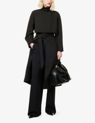 EMPORIO ARMANI: Ribbed-Collar Overlay Woven Trench Coat