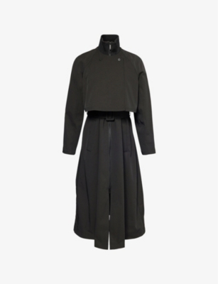 EMPORIO ARMANI: Ribbed-Collar Overlay Woven Trench Coat
