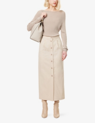 EMPORIO ARMANI: Pleat-Front Button-Down Cotton Maxi Skirt