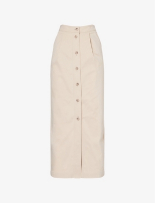EMPORIO ARMANI: Pleat-Front Button-Down Cotton Maxi Skirt