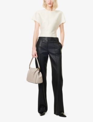 EMPORIO ARMANI: Panelled Straight-Leg Leather Trousers