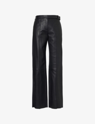 EMPORIO ARMANI: Panelled Straight-Leg Leather Trousers