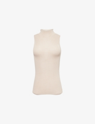EMPORIO ARMANI: High-Neck Sleeveless Knitted Cotton Top