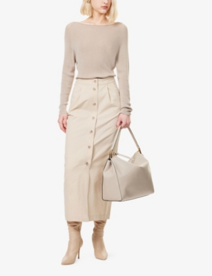EMPORIO ARMANI: Boat-Neckline Long-Sleeve Cotton Knitted Top