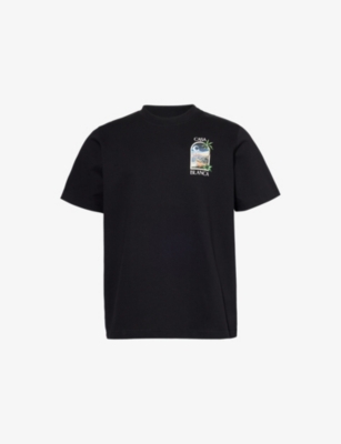 CASABLANCA: La Night Graphic-Print Short-Sleeve Cotton-Jersey T-Shirt