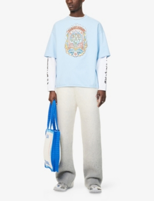 CASABLANCA: Double Layer Printed Relaxed-Fit Cotton-Jersey T-Shirt