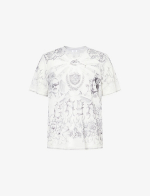 CASABLANCA: Printed Crew-Neck Stretch-Woven T-Shirt