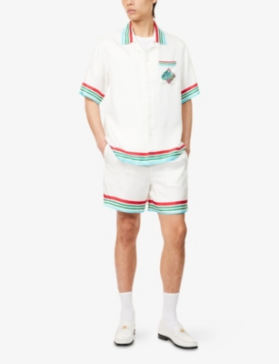 CASABLANCA: Camp-Collar Striped Silk Shirt