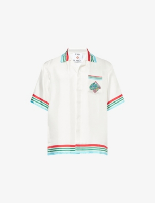 CASABLANCA: Camp-Collar Striped Silk Shirt