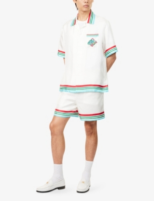 CASABLANCA: Relaxed-Fit Striped Silk Shorts