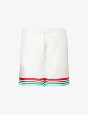 Relaxed-Fit Striped Silk Shorts