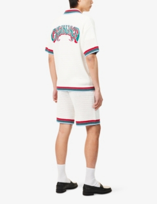 CASABLANCA: Sporty Striped Cotton-Crochet Shirt