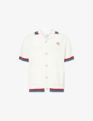 CASABLANCA: Sporty Striped Cotton-Crochet Shirt