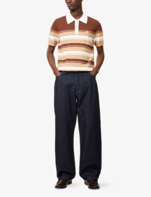 CASABLANCA: Chicano Striped Knitted Polo Shirt