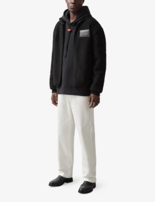 Reiss X Mclaren Snoop Oversized Fit Embroidered Fleece Jacket In Black