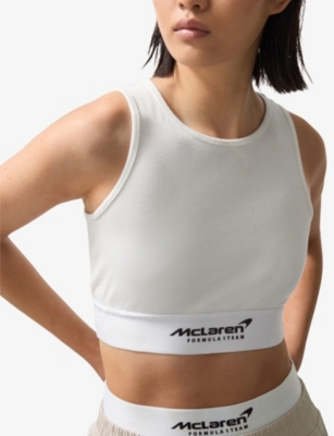 Reiss Womens White Cloud Mclaren F1 Team Ribbed Cropped Cotton-jersey Vest Top In White