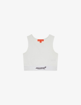 Reiss Womens White Cloud Mclaren F1 Team Ribbed Cropped Cotton-jersey Vest Top In White