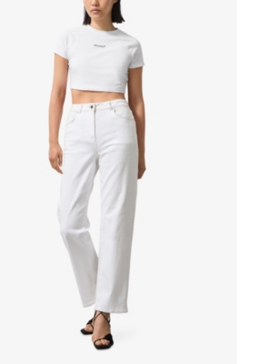 REISS: Grace McLaren F1 Team Cropped Logo-Print Cotton-Jersey T-Shirt