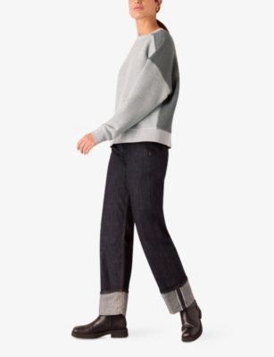 WHISTLES OMENS WHISTLES CONTRAST-DETAIL RELAXED-FIT COTTON SWEATSHIRT 