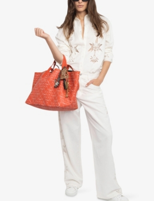 Zadig & Voltaire Womens Flame Logo-print Coated-canvas Xl Shopper In Orange