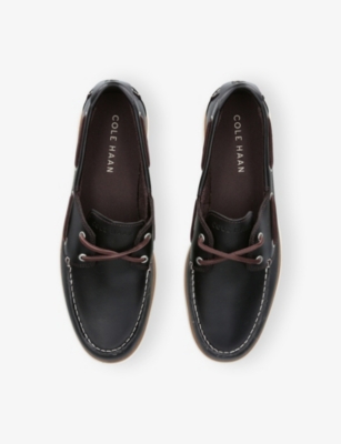 Cole Haan Leather Grandprø Windward Boat Shoes In Dark Brown