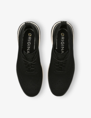 Cole Haan Mens Black Zerøgrand Wingtip Stitchlite Knitted Oxford Shoes Eur 43 / 9 Uk In Black