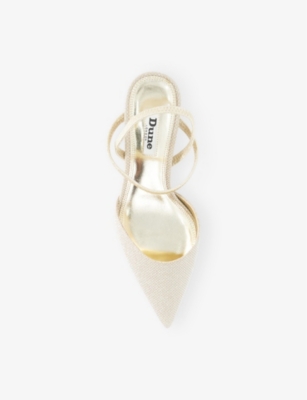 Dune Womens  Classical Embellished Heeled Woven Slingbacks In Gold Synthetic