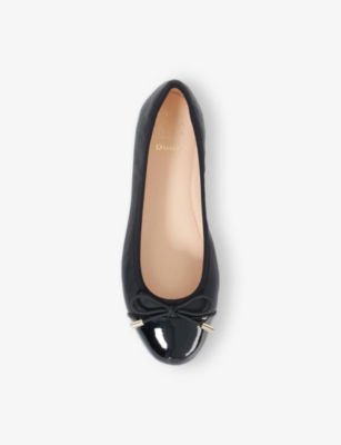 Dune Womens Highest Wide-fit Leather Ballet Flats Black Leath In Black Leather