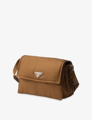 Prada Traveller Medium Padded Re-nylon Bag In Brown