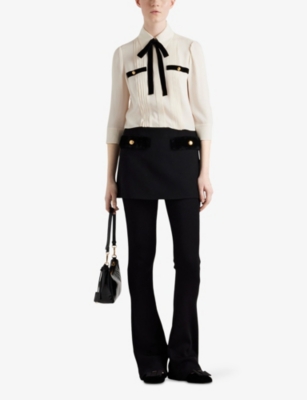 PRADA: Pleated Sablé Woven Shirt