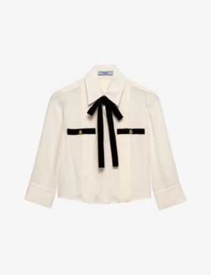 PRADA: Pleated Sablé Woven Shirt