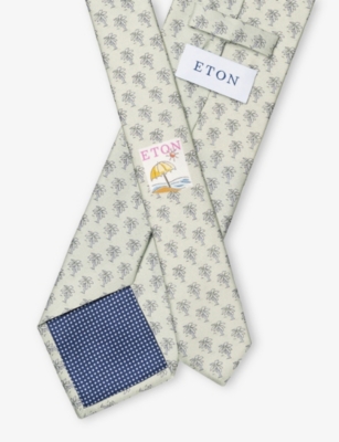 ETON: Palm Tree-Motif Silk Tie