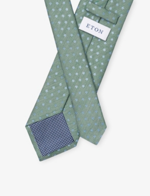 ETON: Floral Woven Silk And Linen Tie