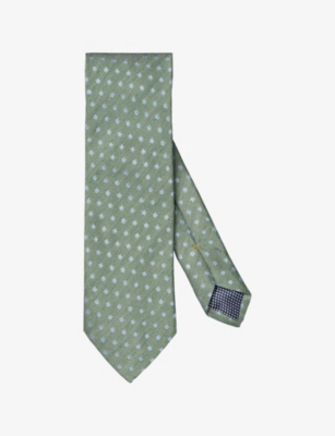 ETON: Floral Woven Silk And Linen Tie