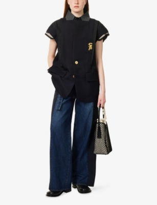 SACAI: Panelled Suiting Wide-Leg Denim Trousers