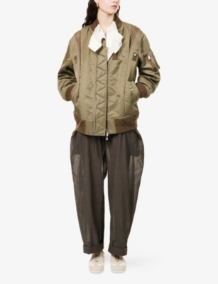 SACAI: Pin-Tucked Pleat Nylon Twill Blouson Jacket