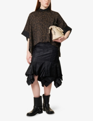 SACAI: Pleated Satin-Pocket Shell Midi Skirt