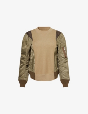 SACAI: Sponge Contrast-Texture Cotton-Blend Sweatshirt