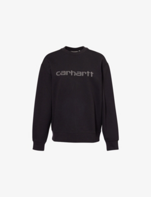 CARHARTT IP WOMENS BLACK / SILVER RIVET SCRIPT REGULAR-FIT COTTON-BLEND SWEATSHIRT 