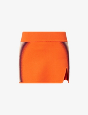 PH5 H5 WOMENS ORANGE CASIA ABSTRACT-PATTERN KNITTED MINI SKORT 