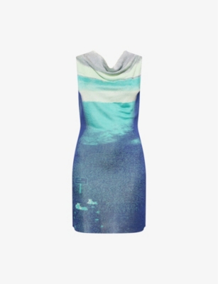 PH5 WOMENS PH5 SALVIA LAKE SLEEVELESS RAYON KNITTED MINI DRESS 