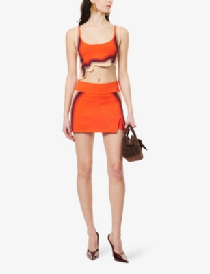 PH5 H5 WOMENS ORANGE ANISE WAVY KNITTED BRA TOP 