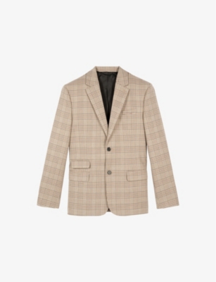 THE KOOPLES: Lapel-Collar Single-Breasted Checked Cotton-Blend Blazer