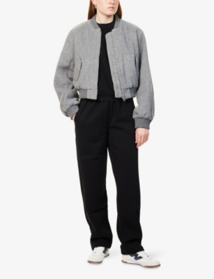 THE COUTURE CLUB: Padded-Shoulder Ribbed Wool-Blend Bomber Jacket